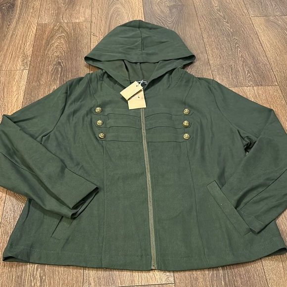BloomChic Size L Olive Green Women's Hooded Jacket us 12 - Picture 2 of 5